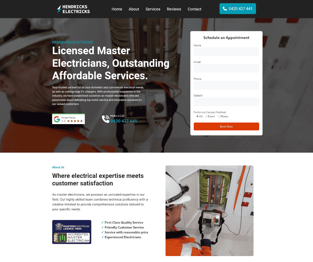 Website Portfolio 2 hendricks electricks website